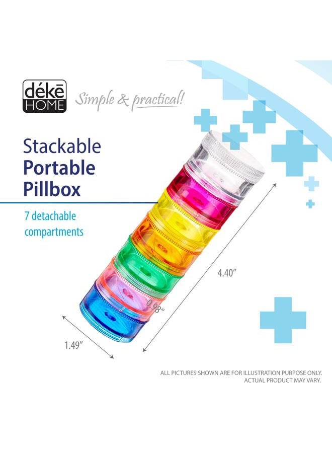 Deke Home 2 Pack Rainbow 7 Day Stackable Pill Organizer case Tower Box Medicine Planner Small case (Seven Day Weekly Travel Container) Medication, Vitamin Holder Organizer Pillbox Dispenser. Daily Organizers - Image 2
