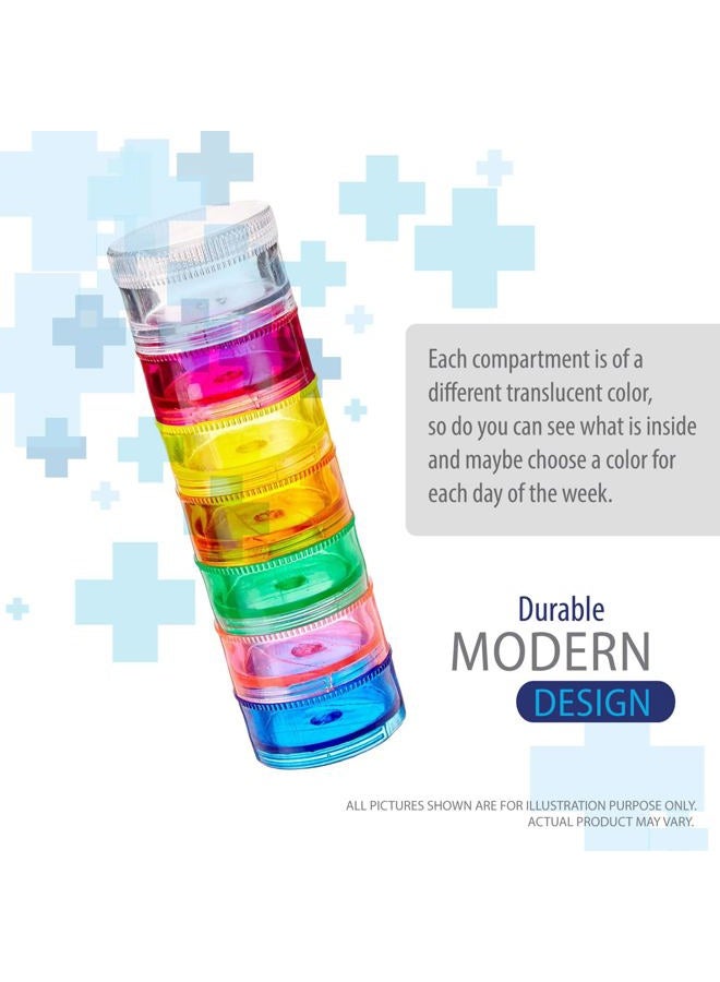 Deke Home 2 Pack Rainbow 7 Day Stackable Pill Organizer case Tower Box Medicine Planner Small case (Seven Day Weekly Travel Container) Medication, Vitamin Holder Organizer Pillbox Dispenser. Daily Organizers - Image 5