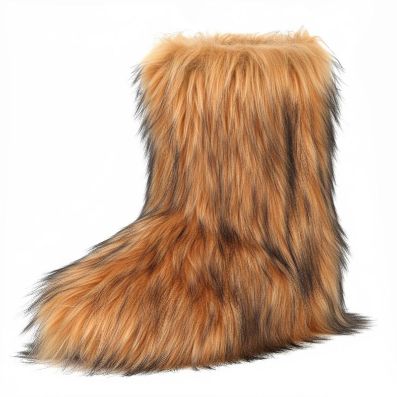 CEPEPRIN Women's Faux Fur Boots Furry Fuzzy Snow Boots Fluffy Winter Boot Warm Comfortable Mid-Calf Boot Outdoor Indoor Flat Shoes - Image 3