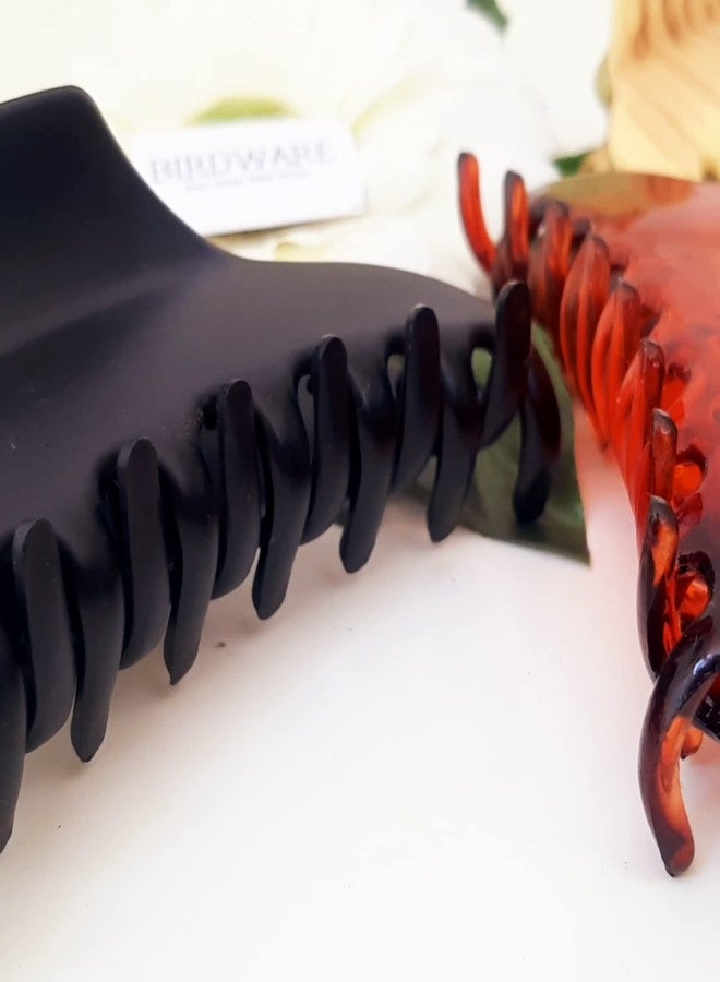 بيردوير مشابك شعر متوسطة الحجم من بيردوير للنساء، متعددة الألوان، مصنوعة من مادة الأكريليك المستوردة، على شكل فراشة مرصعة بالأحجار | مشابك شعر (عبوة من 3 قطع) (أسود، خشبي، وصدفي) - Image 2