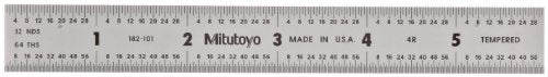 Mitutoyo 182-101, Steel Rule, 6" (4R), (1/8, 1/16, 1/32, 1/64"), 3/64" Thick X 3/4" Wide, Satin Chrome Finish Tempered Stainless Steel, Clear - Image 3