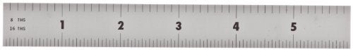Mitutoyo 182-101, Steel Rule, 6" (4R), (1/8, 1/16, 1/32, 1/64"), 3/64" Thick X 3/4" Wide, Satin Chrome Finish Tempered Stainless Steel, Clear - Image 2