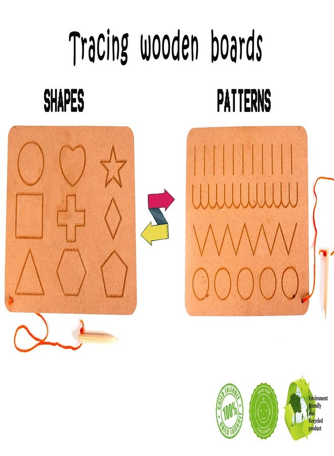 VikriDA Learning Educational Tracing Board and Shapes Puzzle Game Tray Toy with Wooden Pencil for Kids (Board Patterns,Fruit,ABC,ONE Two) - Image 4