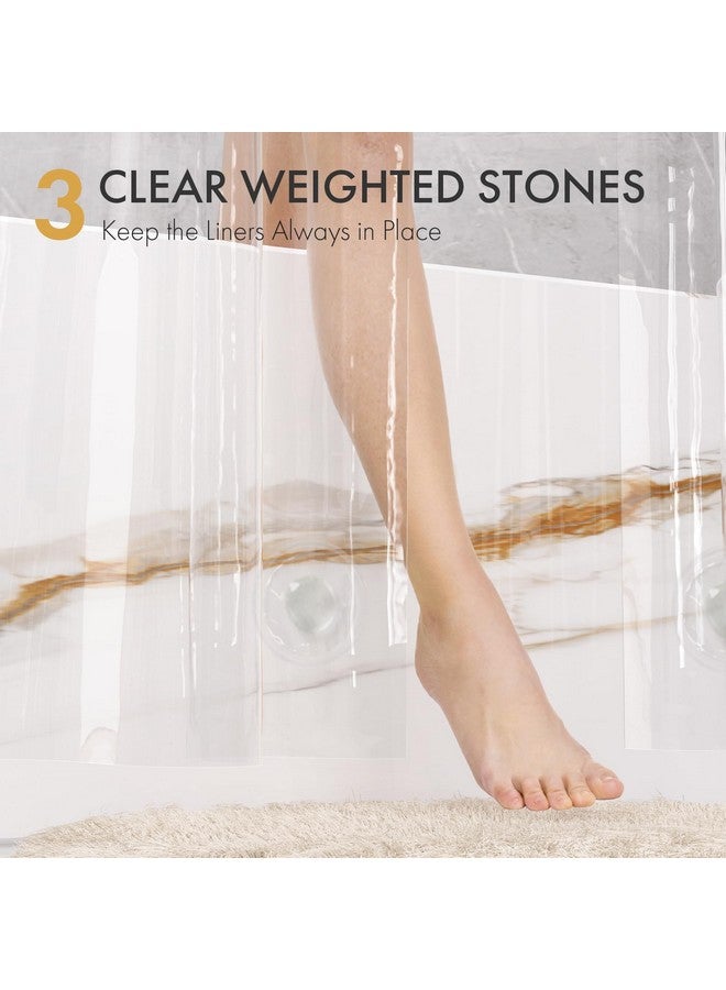 AmazerBath Shower Curtain Liner 2 Pack, 72 x 65 Inches PEVA Plastic Shower Liner with 3 Weighted Stones and 12 Rustproof Metal Grommet, Lightweight Waterproof Shower Curtain - Clear - Image 3