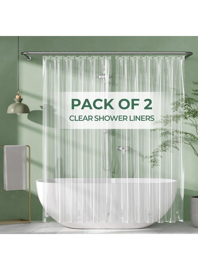 AmazerBath Shower Curtain Liner 2 Pack, 72 x 65 Inches PEVA Plastic Shower Liner with 3 Weighted Stones and 12 Rustproof Metal Grommet, Lightweight Waterproof Shower Curtain - Clear - Image 1