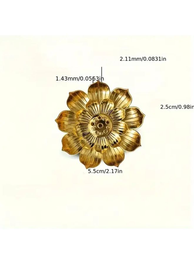 Golden Metal Lotus Incense Burner Stand Coil Holder For Yoga Home Decor - Image 3