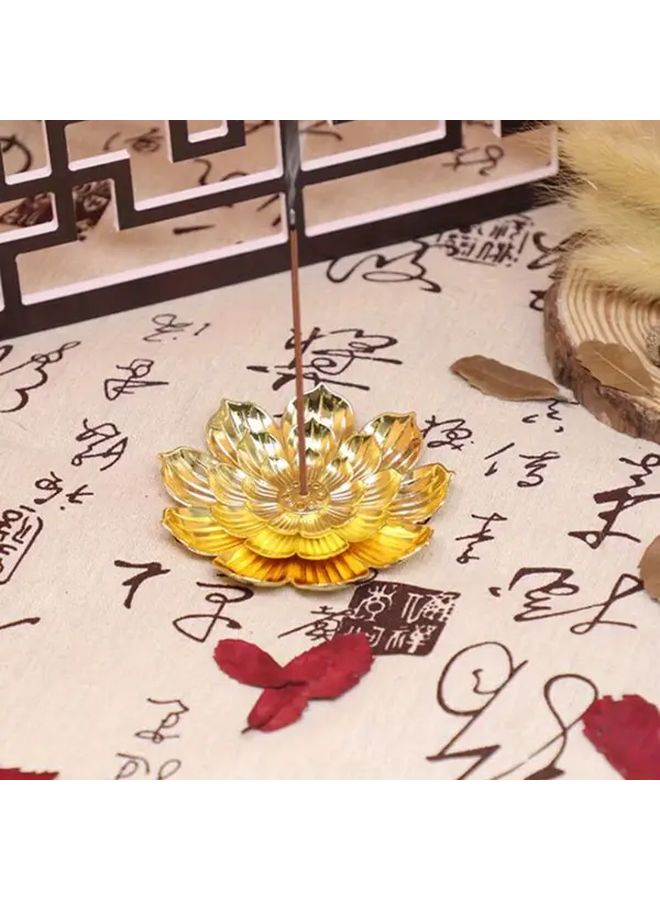 Golden Metal Lotus Incense Burner Stand Coil Holder For Yoga Home Decor - Image 2