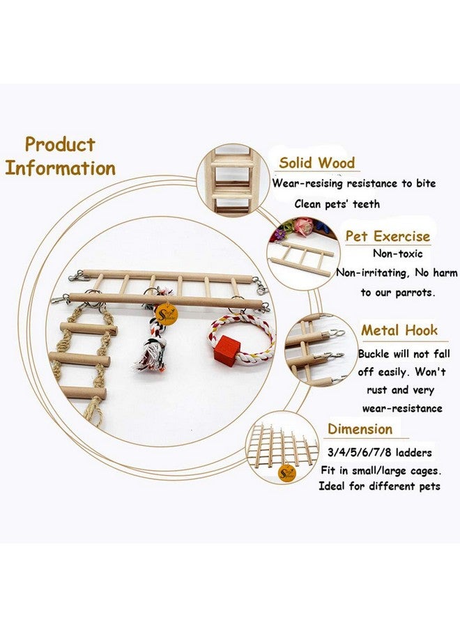 Sage Square Playful Natural Wooden Climbing Ladder Toy For Exercise & Fun || With Hooks || For Hamsters, Sugar Glider, Dwarf, Rat, Mice, Gerbil || 6 Stairs / 30Cm - Image 5
