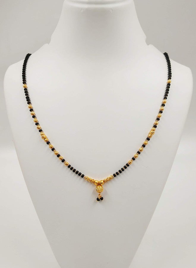 JHB Gold Plated Black Beads Traditional Short Mangalsutra For Women - Image 3