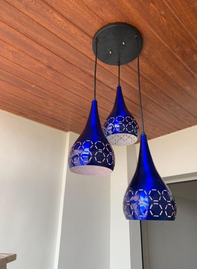 LIGHTZILLIA مصباح معلق معدني أزرق على شكل بالون من لايتزيليا، مناسب لطاولة الطعام والمطبخ، للاستخدام الداخلي والخارجي (المصباح غير متضمن). - Image 1