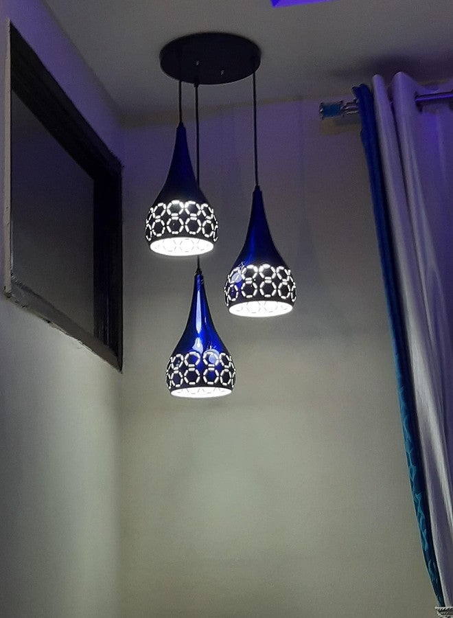 LIGHTZILLIA مصباح معلق معدني أزرق على شكل بالون من لايتزيليا، مناسب لطاولة الطعام والمطبخ، للاستخدام الداخلي والخارجي (المصباح غير متضمن). - Image 2
