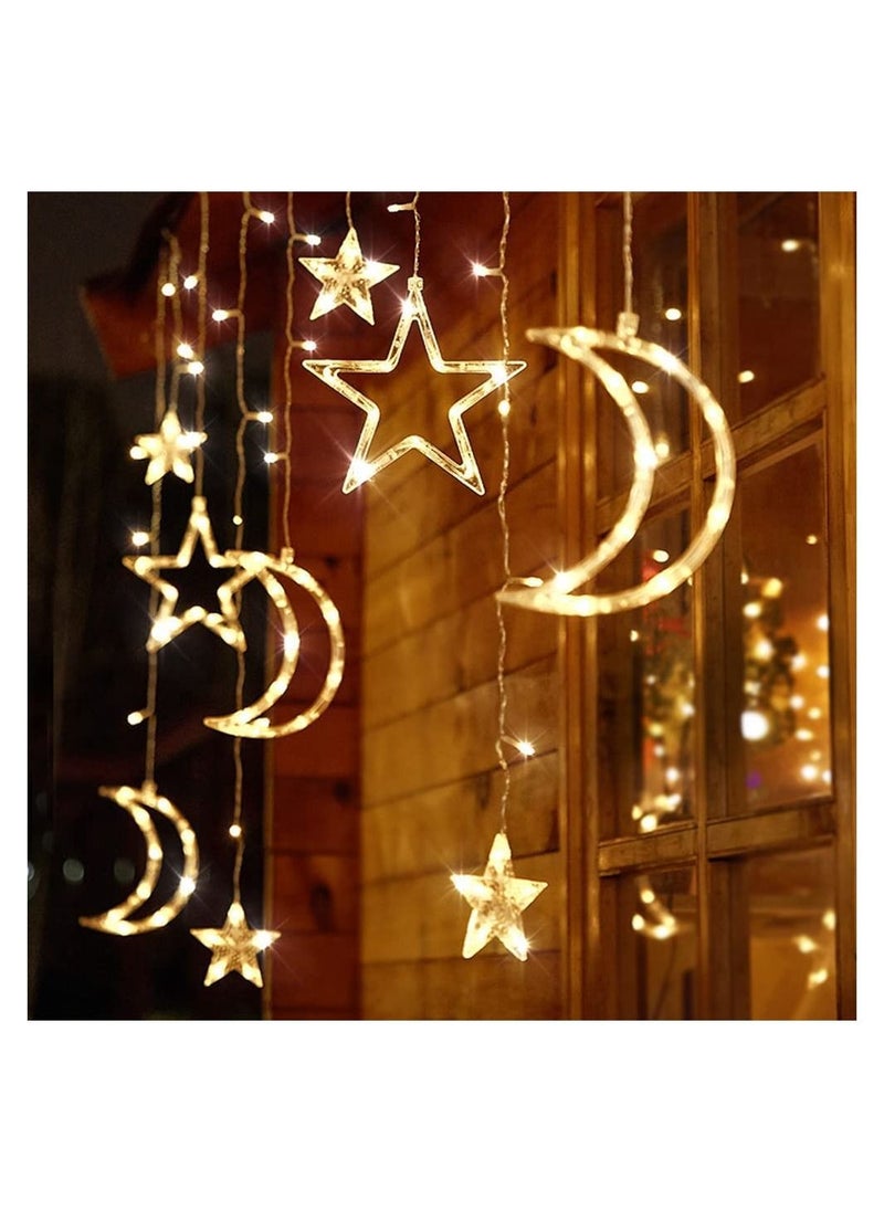 GGEROU 138 LEDs Ramadan Lights, Ramadan Moon Star Window Fairy String Lights,Plug Powered for Indoor Window, Kid Bedroom, Patio, Front Porch, Camping, Guest Room Decoration  - Image 1