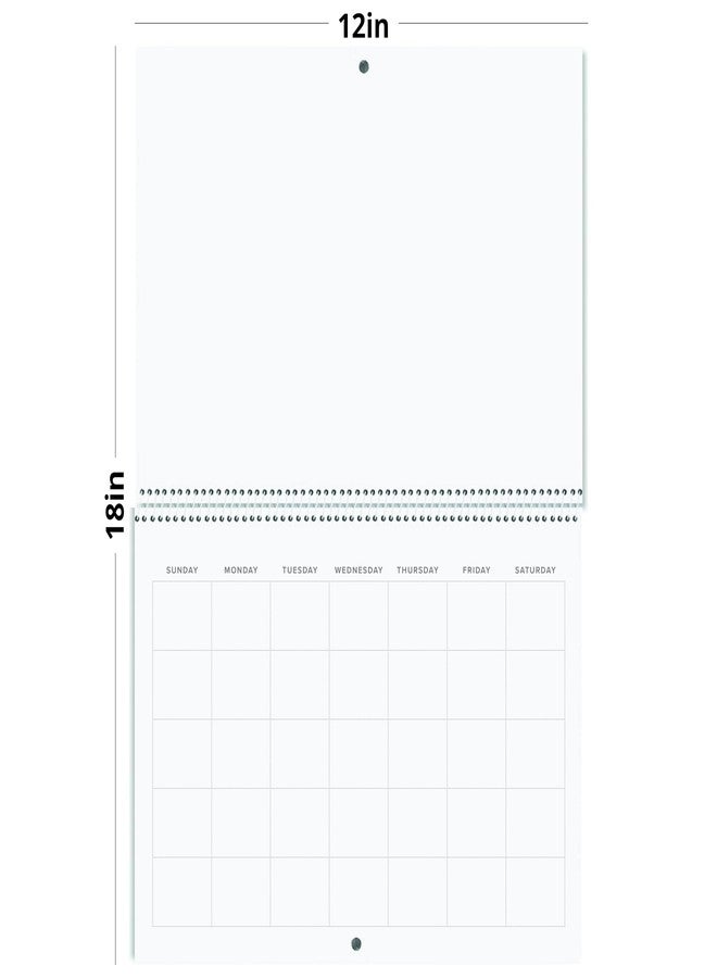 Reskid Blank Scrapbook Wall Calendar - 2-Pack - 80lb Cardstock - Undated, 12" x 9" Closed, 18" Open Size, Large Bookstore-Quality, Spiral-Bound Hanging Monthly Calendar for Kitchen & Office - Premium - Image 2