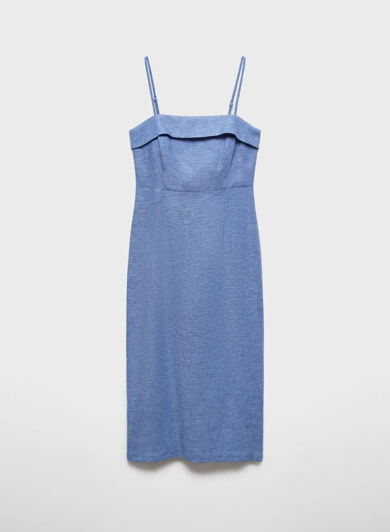 MANGO Blue Knit Midi Dress