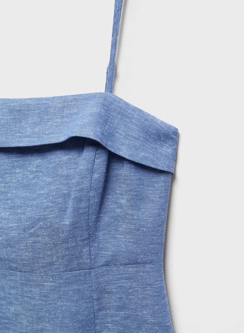 MANGO Blue Knit Midi Dress