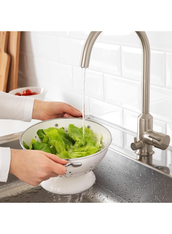 Colander Off-White, Durable Kitchen Strainer with Side Handles, Enamel Steel Metal Colander, Pasta, Fruit and Vegetable Drainer, Dishwasher Safe - Image 5