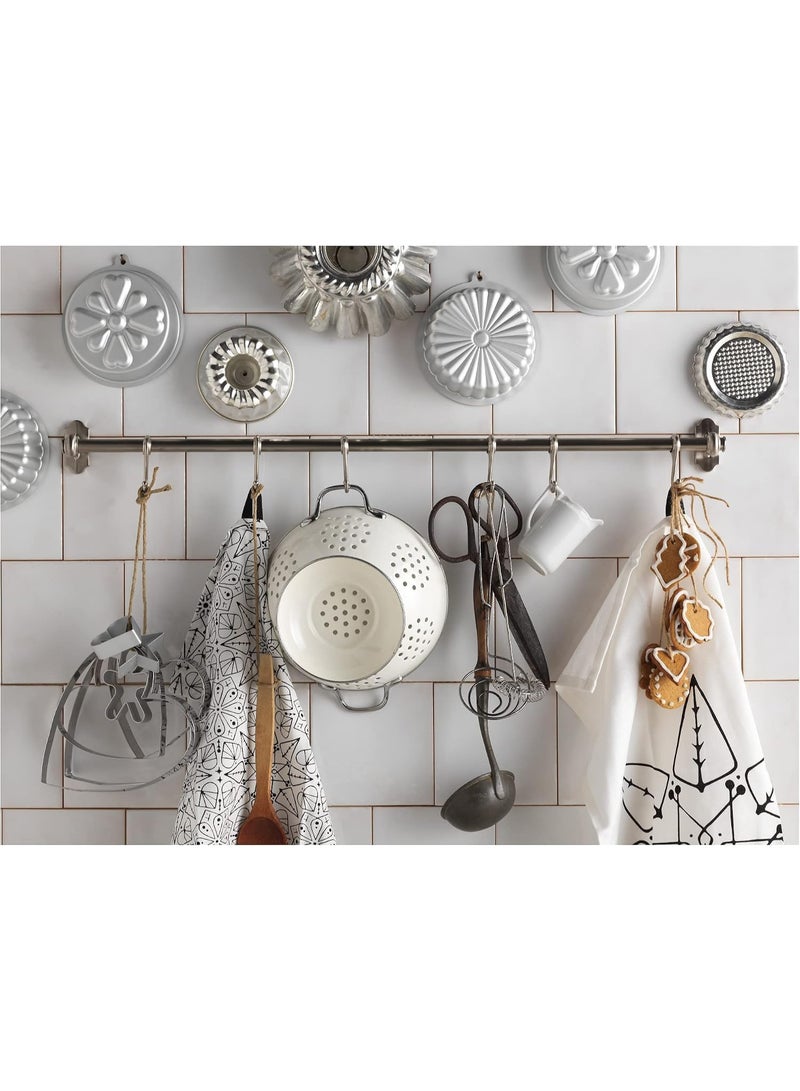 Colander Off-White, Durable Kitchen Strainer with Side Handles, Enamel Steel Metal Colander, Pasta, Fruit and Vegetable Drainer, Dishwasher Safe - Image 2