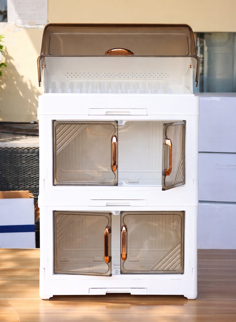 دي بلو منظم تخزين الأطباق، رف تجفيف الأطباق مع غطاء، رف تخزين الأطباق، رف تجفيف الأطباق، صندوق تخزين أدوات المطبخ، لوازم المطبخ، منظم للأطباق والملاعق والشوك لسطح المطبخ - Image 1