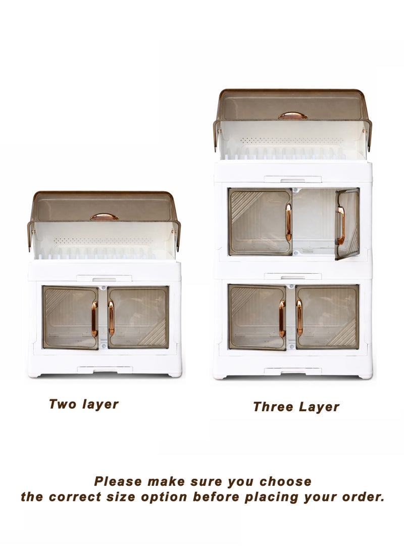 دي بلو منظم تخزين الأطباق، رف تجفيف الأطباق مع غطاء، رف تخزين الأطباق، رف تجفيف الأطباق، صندوق تخزين أدوات المطبخ، لوازم المطبخ، منظم للأطباق والملاعق والشوك لسطح المطبخ - Image 2