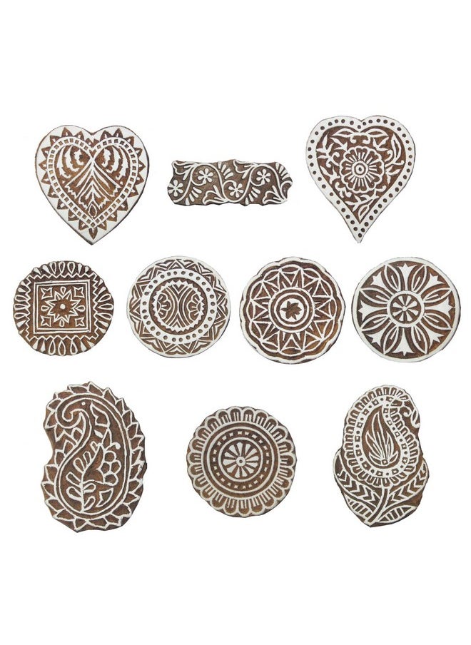 Hashcart Hashcart Wooden Baren Printing Stamps Used for Making Saree Border/Pottery Crafts/Wall Paintings  - Image 1