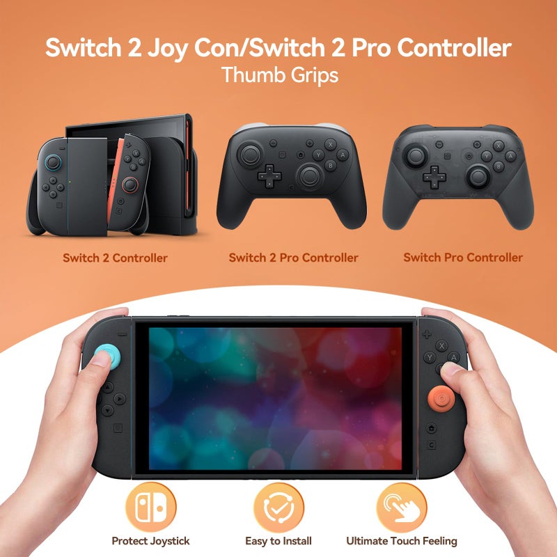 NEWDERY Thumb Grips for Nintendo Switch 2, Anti-Slip, Joycon Controller Caps, Ergonomic Design, Enhanced Gaming Grip, Comfortable & Durable, Joystick Grip Cover, Colorful, 6Pairs(12pcs) - Image 3