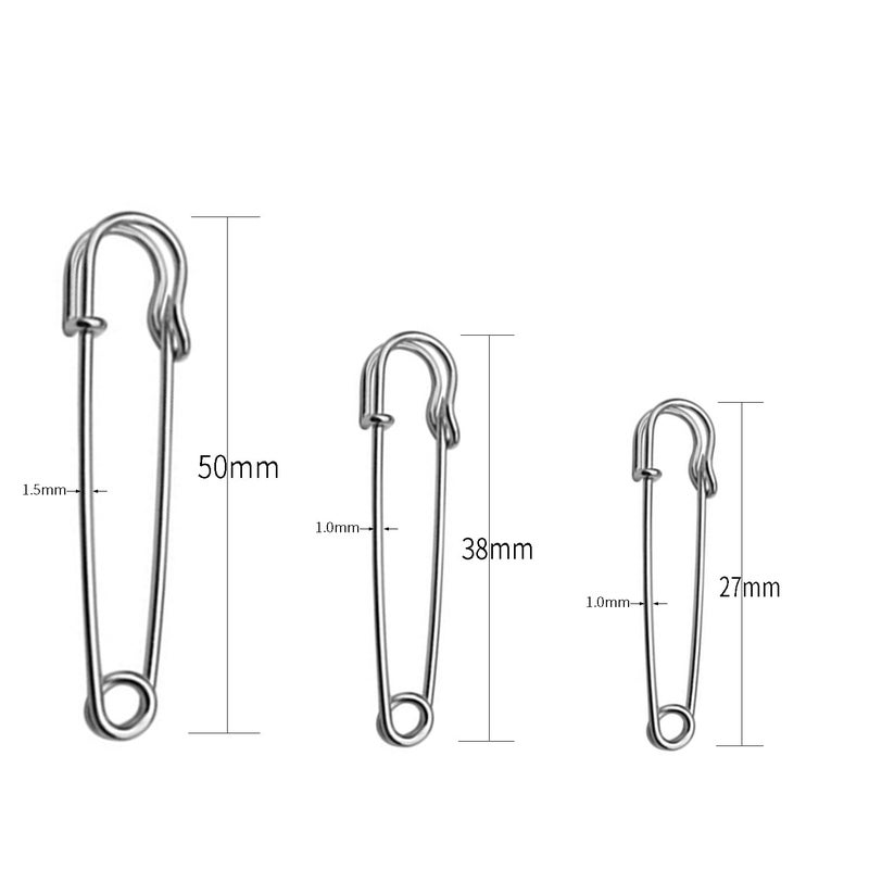 KoberrLi Large Safety Pins Assorted Clothes 60Pcs Heavy Duty 3 Sizes Pins for Crafts Brooch Making - Image 2