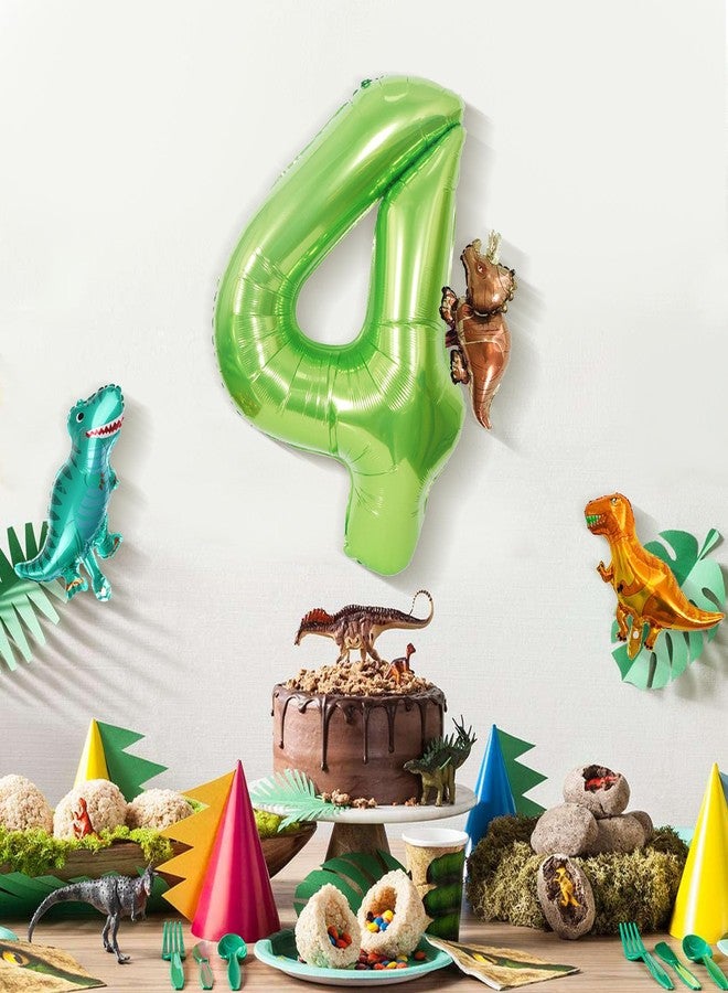 Ysqool Dinosaur Green Number 4 Balloon, 40 In Large Foil Helium Balloon with Mini Dino Mylar Balloons, Dinosaur Birthday Decorations for Kids, Dino Balloons Set for 4th Birthday Party Supplies (4) - Image 5