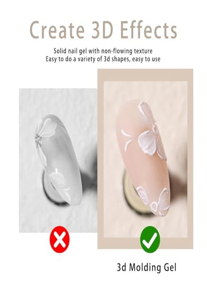 KIRA Solid 3D Nail Sculpting Gel for Nail Art, White, Multifunctional Modelling Gel for 3D Patterns, Lines, Powder Application, UV/LED Compatible, 15g - Image 3