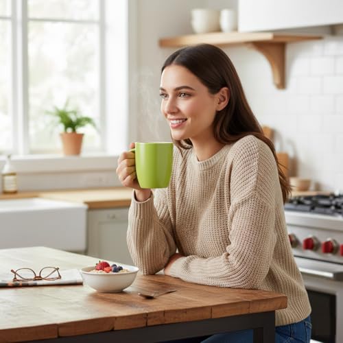 Clay Craft Fine Ceramic Solid Coloured Mugs - 340 ml Each - for Home and Office Desks (Green-1PC) - Image 4