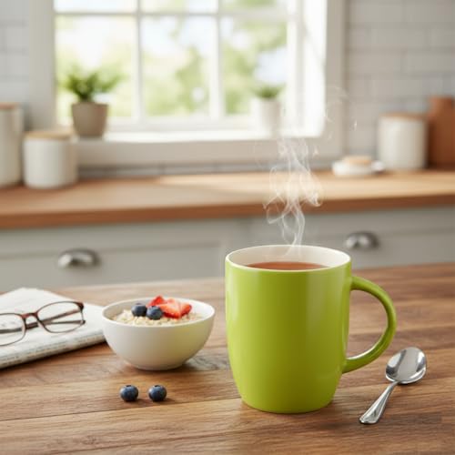 Clay Craft Fine Ceramic Solid Coloured Mugs - 340 ml Each - for Home and Office Desks (Green-1PC) - Image 2