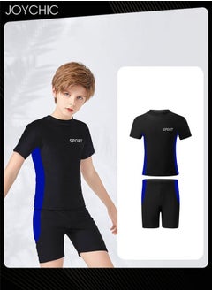 Joychic 2-piece Boys Summer Casual Swimsuits Kids Sun Protection Quick-drying and Breathable Short Sleeved Swimwear Separate Top and Bottom Set  - Image 1