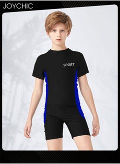 Joychic 2-piece Boys Summer Casual Swimsuits Kids Sun Protection Quick-drying and Breathable Short Sleeved Swimwear Separate Top and Bottom Set  - Image 2