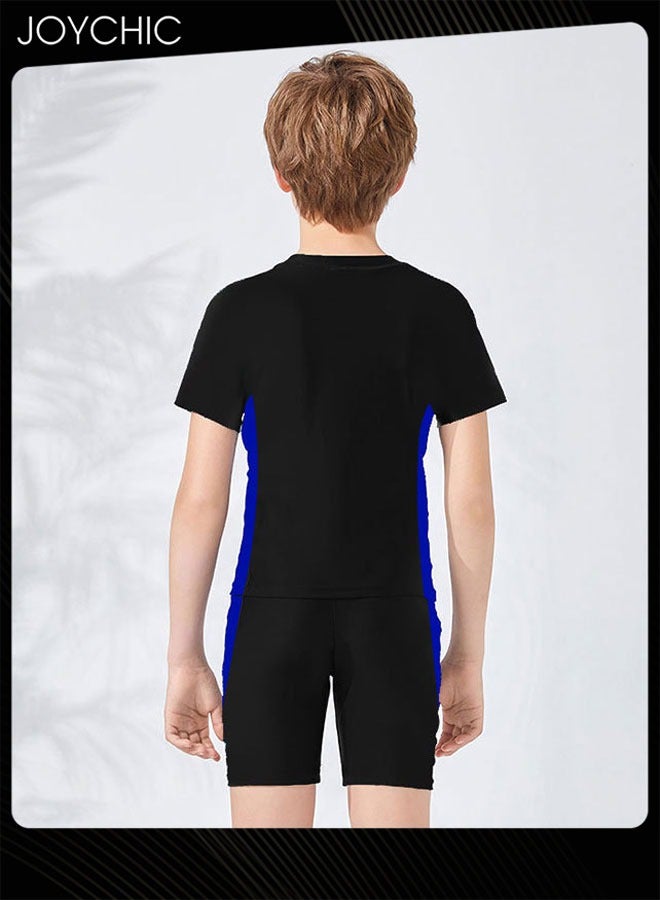 Joychic 2-piece Boys Summer Casual Swimsuits Kids Sun Protection Quick-drying and Breathable Short Sleeved Swimwear Separate Top and Bottom Set  - Image 3