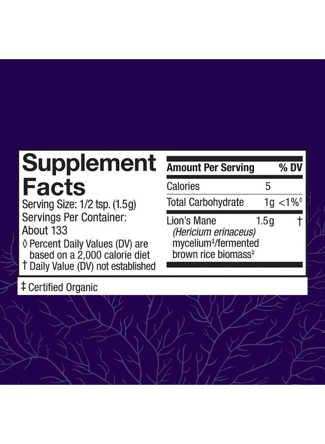 Host Defense Lion's Mane Powder - Brain Health Support Supplement - Mushroom Supplement to Support Focus & Memory Function - Immune & Nervous System Support Supplement - 7 oz (133 Servings)* - Image 2