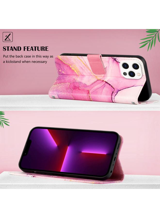 Zaboon Case For iPhone 12 Pro Max PT003 Marble Pattern Flip Leather Phone Case - Image 3