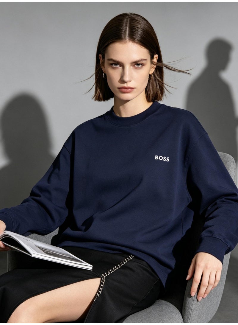 BOSS Men Navy Blue Crew Neck Sweatshirt Business Casual Commute Daily Outfit Navy Blue - Image 5