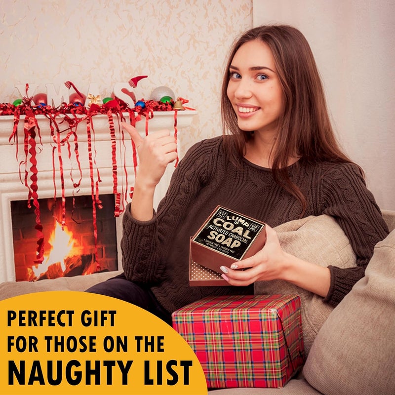 Pelto Lump Of Coal Activated Charcoal Soap 2024 Stocking Stuffers for Men White Elephant Gift Exchange in Unique Adult Christmas Gift Box Mon Dad Teens Him Her 4 oz Bar - Image 2