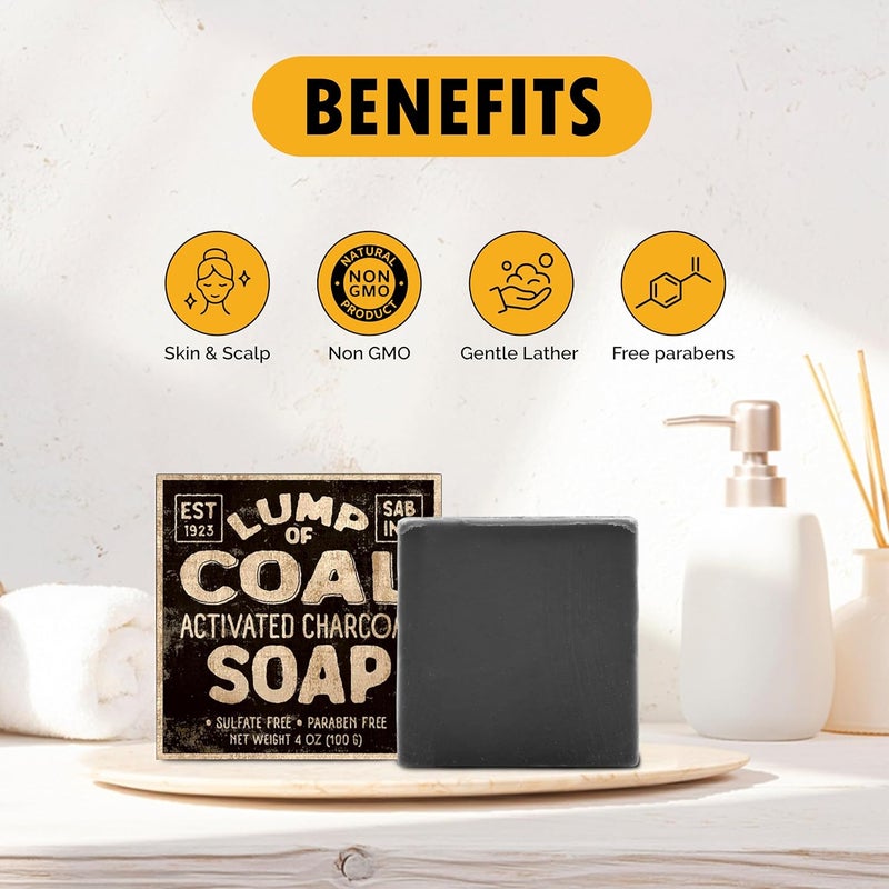 Pelto Lump Of Coal Activated Charcoal Soap 2024 Stocking Stuffers for Men White Elephant Gift Exchange in Unique Adult Christmas Gift Box Mon Dad Teens Him Her 4 oz Bar - Image 5