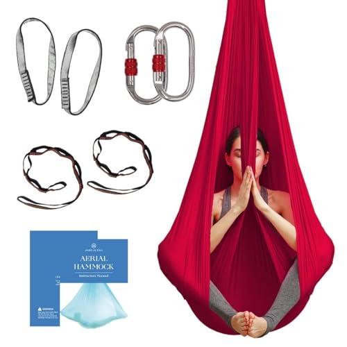 aum active Aerial Silk Yoga Hammock & Swing for Home, Inversion Exercises, Starter Kit for All Levels - Durable with Extension Straps, Carabiners, and Pose Guide - Image 1