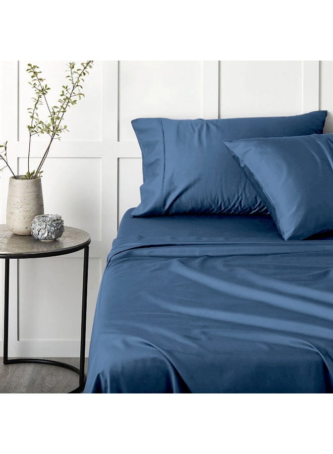 Lavish Touch 500 TC Cotton Bamboo 4pc Sheet Set Linen Queen (152 x 203 cm) Flat Fitted 2 Pillowcase Soft Sateen Weave - Image 1