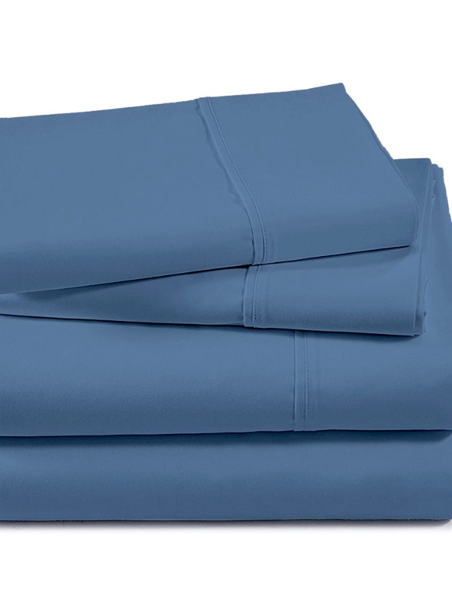 Lavish Touch 500 TC Cotton Bamboo 4pc Sheet Set Linen Queen (152 x 203 cm) Flat Fitted 2 Pillowcase Soft Sateen Weave - Image 2