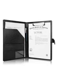 SYOSI Padfolio Portfolio Folder Binder, Leather Portfolio Folder with Cover for A4 Notepad Holder, Business Portfolio for Resume, Legal Pad, Interview, Letter-Size Padfolio for Women Men (Black)  - Image 1