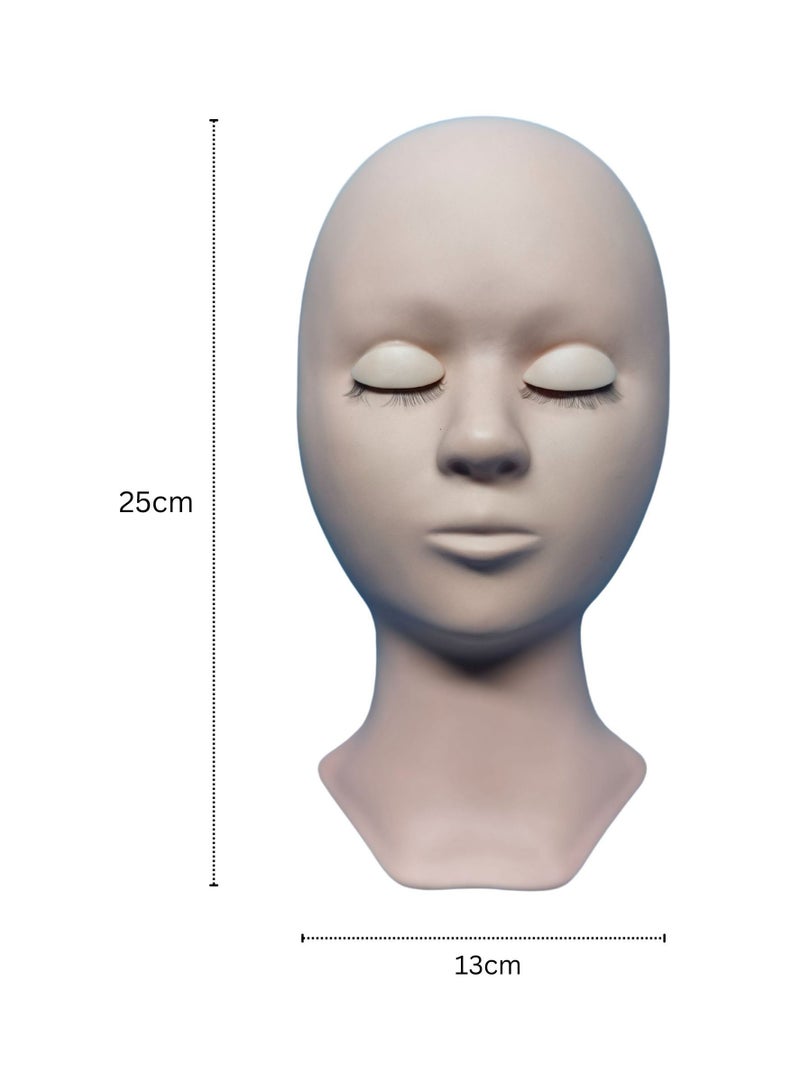أورتوك رأس عارضة أزياء أنثى لممارسة المكياج، وجه دمية مانيكان مطاطي ناعم الملمس مع 3 أزواج من الجفون، وجه دمية دمية بلون البشرة للعرض، رأس مكياج مع جفون قابلة للإزالة 13x6x25 سم - Image 4
