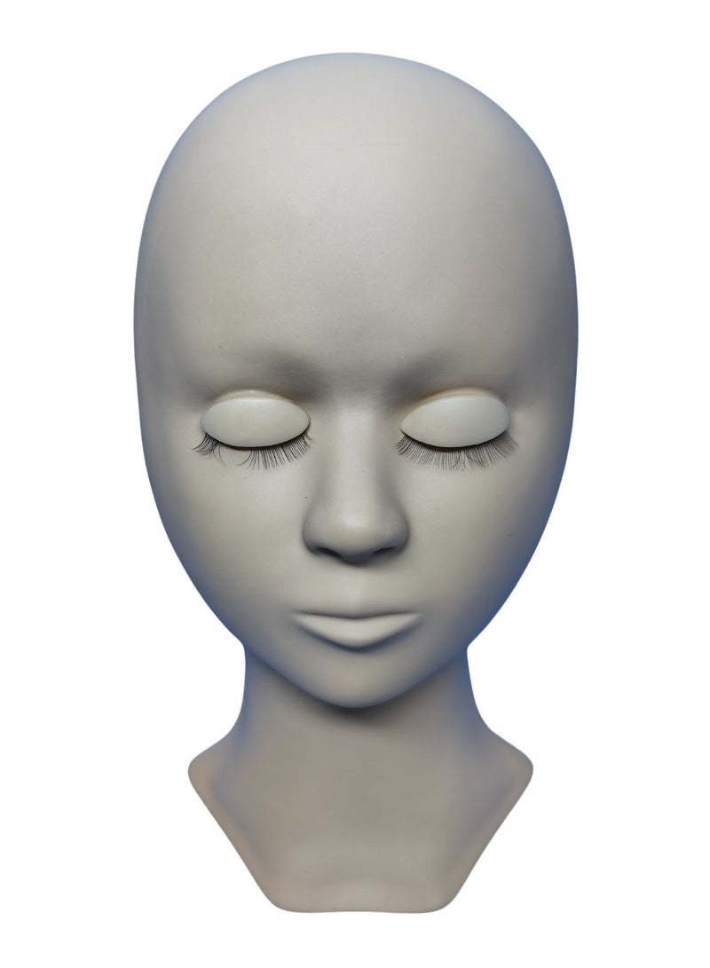 أورتوك رأس عارضة أزياء أنثى لممارسة المكياج، وجه دمية مانيكان مطاطي ناعم الملمس مع 3 أزواج من الجفون، وجه دمية دمية بلون البشرة للعرض، رأس مكياج مع جفون قابلة للإزالة 13x6x25 سم - Image 5