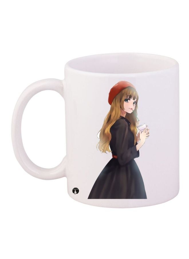 RYN Girl Printed Coffee Mug White/Black/Red 11ounce