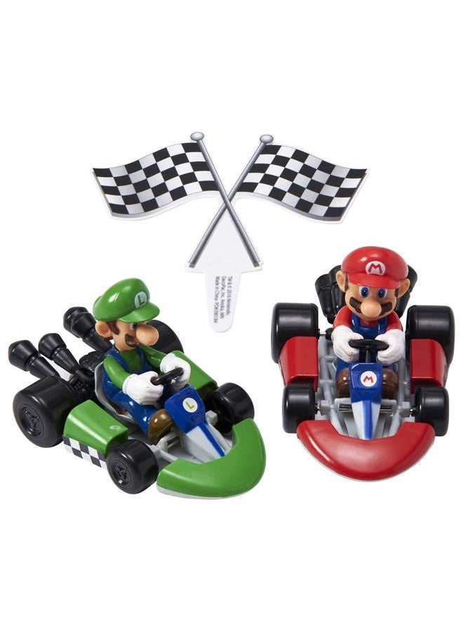DecoPac DecoSet® Mario Kart™ Cake Topper, 3 Piece Cake Decoration with Race Kart Toppers & Checkered Flag Decoration, Collectible Character Karts for Hours of Fun After the Party - Image 2