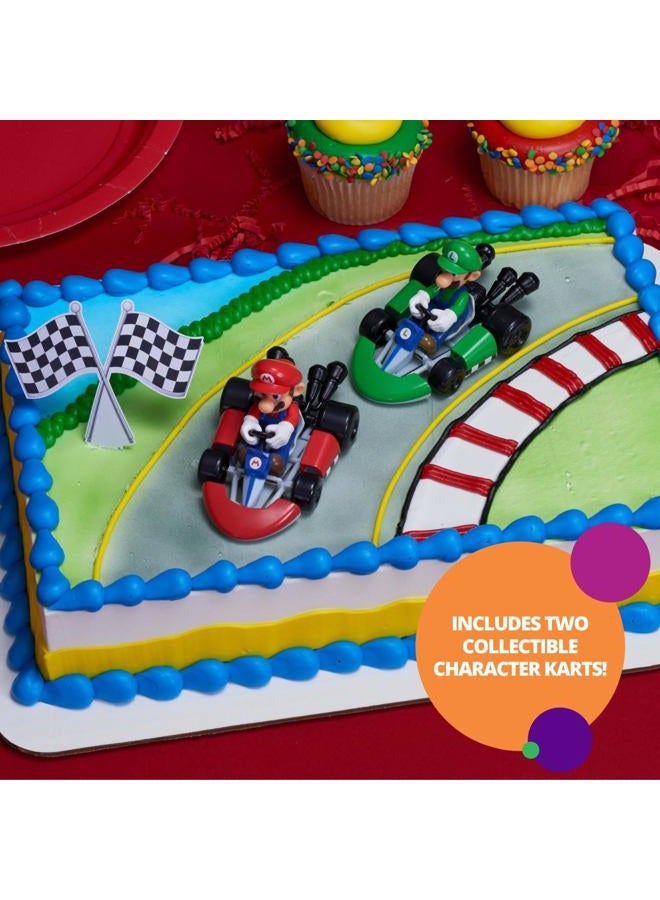 DecoPac DecoSet® Mario Kart™ Cake Topper, 3 Piece Cake Decoration with Race Kart Toppers & Checkered Flag Decoration, Collectible Character Karts for Hours of Fun After the Party - Image 4