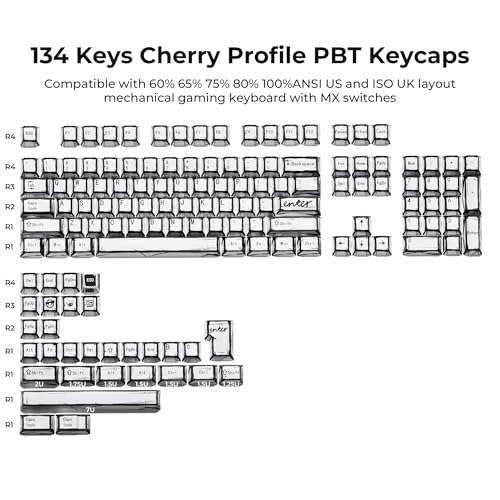 GMKWTL XVX White PBT Keycaps, Cherry Profile Keycap Set, Dye Sublimation Graffiti Keyboard Keycaps Suitable for 60% 65% 75% 80% 100% MX Switches Mechanical Keyboard - Image 4