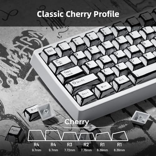 GMKWTL XVX White PBT Keycaps, Cherry Profile Keycap Set, Dye Sublimation Graffiti Keyboard Keycaps Suitable for 60% 65% 75% 80% 100% MX Switches Mechanical Keyboard - Image 5