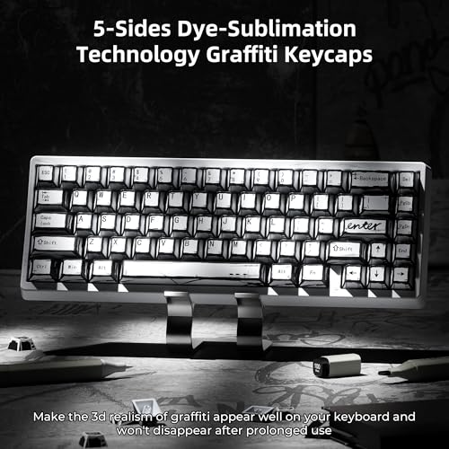 GMKWTL XVX White PBT Keycaps, Cherry Profile Keycap Set, Dye Sublimation Graffiti Keyboard Keycaps Suitable for 60% 65% 75% 80% 100% MX Switches Mechanical Keyboard - Image 2